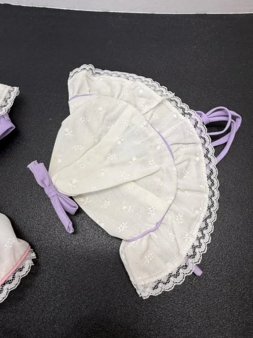 Vintage Lot Of 2 Baby Doll Dresses And Diaper Covers Bonnet Gloves Purple